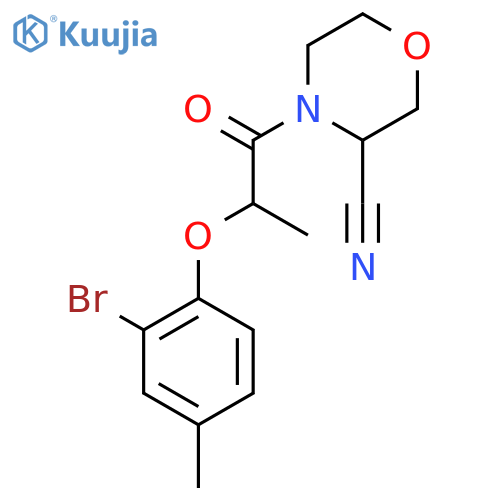 4-[2-(2-Bromo-4-methylphenoxy)propanoyl]morpholine-3-carbonitrile structure