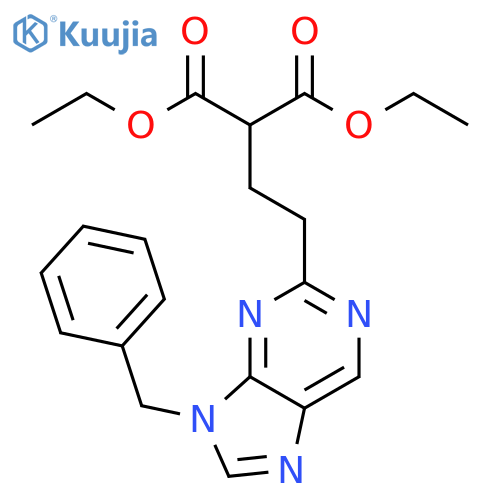 Propanedioic acid, 2-[2-[9-(phenylmethyl)-9H-purin-2-yl]ethyl]-, 1,3-diethyl ester structure