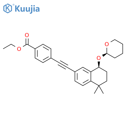 Benzoic acid,4-[2-[(8S)-5,6,7,8-tetrahydro-5,5-dimethyl-8-[[(2R)-tetrahydro-2H-pyran-2-yl]oxy]-2-naphthalenyl]ethynyl]-,ethyl ester structure