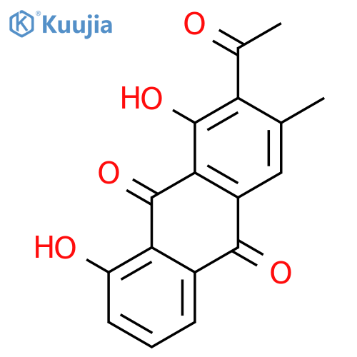 2-acetyl-1,8-dihydroxy-3-methylanthraquinone structure