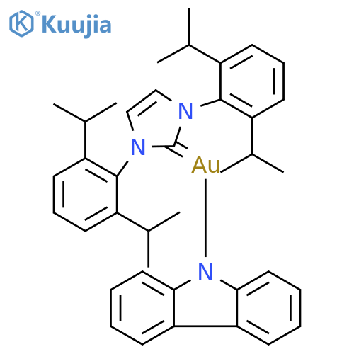 Gold, [1,3-bis[2,6-bis(1-methylethyl)phenyl]-1,3-dihydro-2H-imidazol-2-ylidene]-9H-carbazol-9-yl- structure
