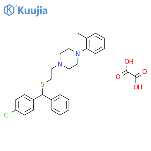 1-(2-{[(4-chlorophenyl)(phenyl)methyl]sulfanyl}ethyl)-4-(2-methylphenyl)piperazine ethanedioate (1:1) structure