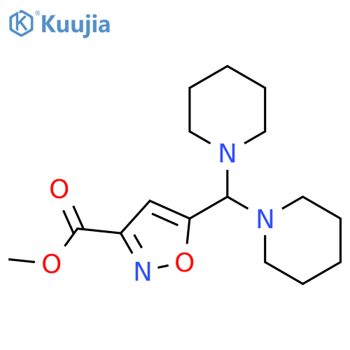 3-Isoxazolecarboxylicacid, 5-(di-1-piperidinylmethyl)-, methyl ester structure