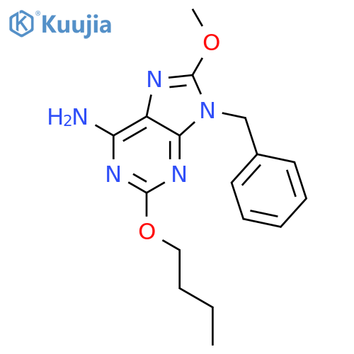 9H-Purin-6-amine, 2-butoxy-8-methoxy-9-(phenylmethyl)- structure