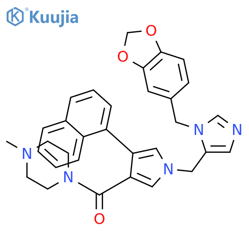 1-[1-[1-(1,3-Benzodioxol-5-ylmethyl)-1H-imidazol-5-ylmethyl]-4-(1-naphthyl)-1H-pyrrol-3-yl]-1-(4-methyl-1-piperazinyl)methanone structure
