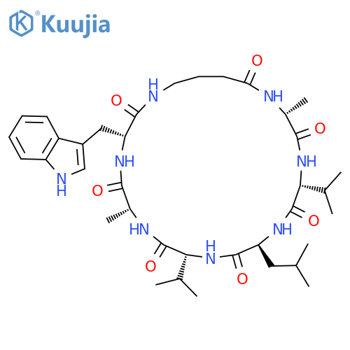 (3R,6R,9R,12S,15R,18R)-3-(1H-Indol-3-ylmethyl)-6,18-dimethyl-12-(2-methylpropyl)-9,15-di(propan-2-yl)-1,4,7,10,13,16,19-heptazacyclotricosane-2,5,8,11,14,17,20-heptone structure