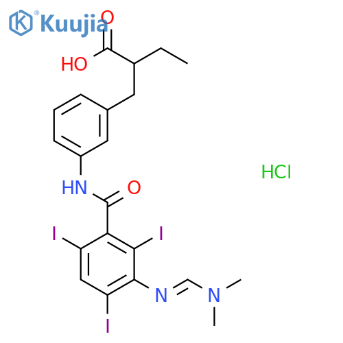 Benzenepropanoic acid,3-[[3-[[(dimethylamino)methylene]amino]-2,4,6-triiodobenzoyl]amino]-a-ethyl-, hydrochloride (1:1) structure