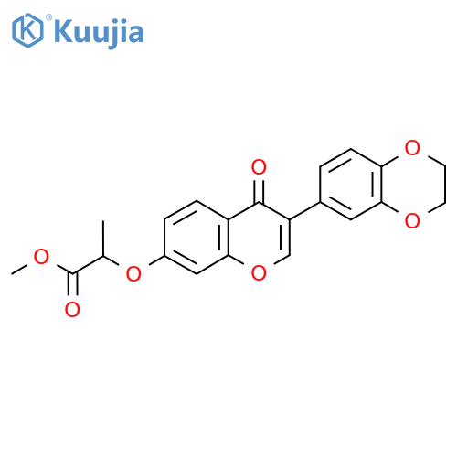 methyl 2-{3-(2,3-dihydro-1,4-benzodioxin-6-yl)-4-oxo-4H-chromen-7-yloxy}propanoate structure