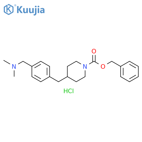 1-Piperidinecarboxylic acid,4-[[4-[(dimethylamino)methyl]phenyl]methyl]-, phenylmethyl ester,monohydrochloride structure