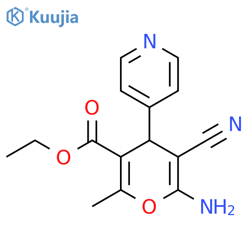 Ethyl 6-amino-5-cyano-2-methyl-4-(4-pyridyl)-4H-pyran-3-carboxylate structure