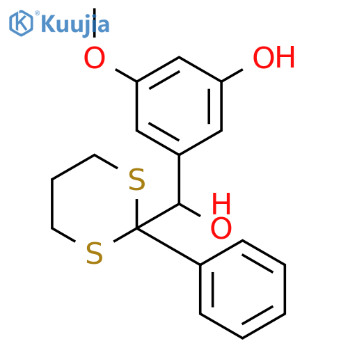 1,3-Dithiane-2-methanol, α-(3-hydroxy-5-methoxyphenyl)-2-phenyl- structure