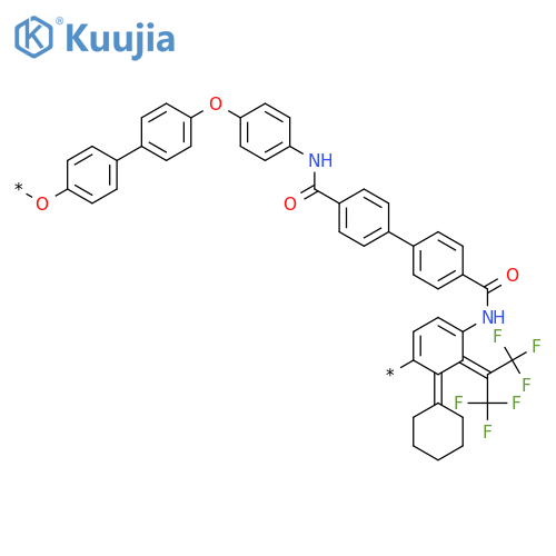 Poly[oxy-1,4-phenylenecyclohexylidene-1,4-phenyleneoxy-1,4-phenyleneiminocarbonyl-1,4-phenylene[2,2,2-trifluoro-1-(trifluoromethyl)ethylidene]-1,4-phenylenecarbonylimino-1,4-phenylene] structure