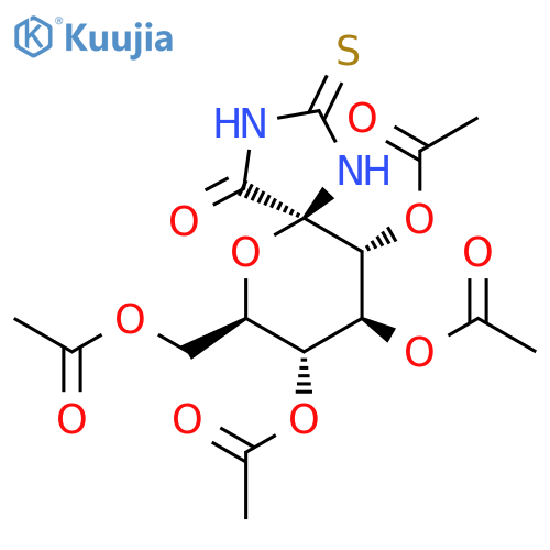 6-Oxa-1,3-diazaspiro[4.5]decan-4-one, 8,9,10-tris(acetyloxy)-7-[(acetyloxy)methyl]-2-thioxo-, (5S,7R,8R,9S,10R)- structure