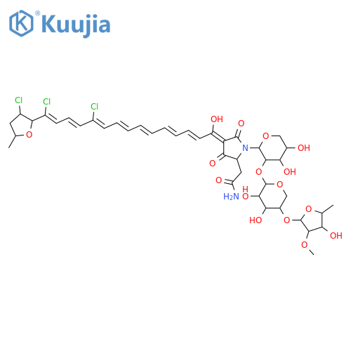 2-Pyrrolidineacetamide,1-(O-5-deoxy-2-O-methyl-b-D-arabinofuranosyl-(1&reg;4)-O-b-D-arabinopyranosyl-(1&reg;2)-b-D-xylopyranosyl)-4-[(2E,4E,6E,8E,10Z,12E,14Z)-11,15-dichloro-15-[(2S,3S,5R)-3-chlorotetrahydro-5-methyl-2-furanyl]-1-hydroxy-2,4,6,8,10,12,14-pentadecaheptaenylidene]-3,5-dioxo-,(2S,4Z)- (9CI) structure