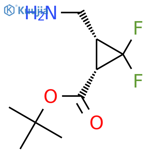 rac-tert-butyl (1R,3S)-3-(aminomethyl)-2,2-difluorocyclopropane-1-carboxylate structure