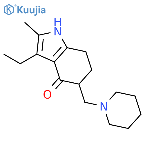 4H-Indol-4-one,3-ethyl-1,5,6,7-tetrahydro-2-methyl-5-(1-piperidinylmethyl)-, hydrochloride(1:1) structure