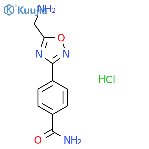 4-[5-(Aminomethyl)-1,2,4-oxadiazol-3-yl]benzamide hydrochloride structure