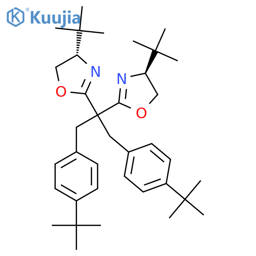 (4S,4'S)-2,2'-(1,3-Bis(4-(tert-butyl)phenyl)propane-2,2-diyl)bis(4-(tert-butyl)-4,5-dihydrooxazole) structure