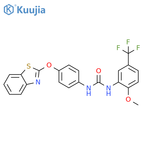 Urea,N-[4-(2-benzothiazolyloxy)phenyl]-N'-[2-methoxy-5-(trifluoromethyl)phenyl]- structure