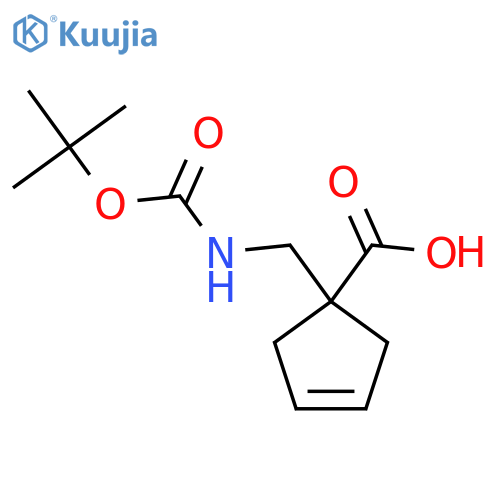 1-({(tert-butoxy)carbonylamino}methyl)cyclopent-3-ene-1-carboxylic acid structure