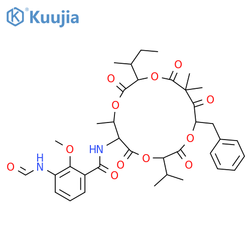 N-(15-Benzyl-10-sec-butyl-3-isopropyl-7,13,13-trimethyl-2,5,9,12,14-pentaoxo-1,4,8,11-tetraoxacyclopentadeca-6-yl)-3-formylamino-2-methoxybenzamide structure