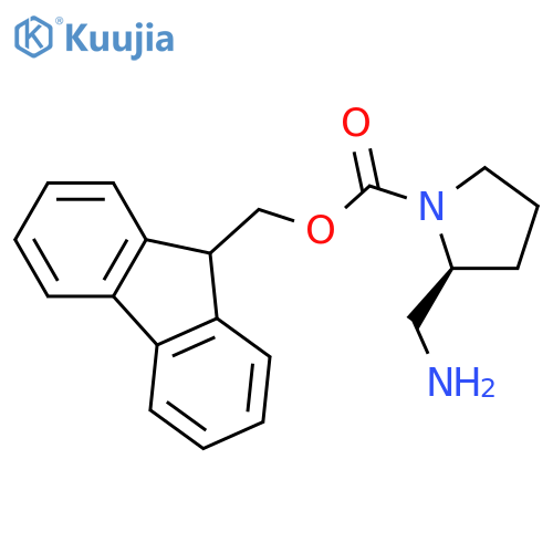 1-Pyrrol1-Pyrrolidinecarboxylic acid, 2-(aminomethyl)-, 9H-fluoren-9-ylmethyl ester, (2S…idinecarboxylic acid, 2-(aminomethyl)-, 9H-fluoren-9-ylmethyl ester, (2S… structure