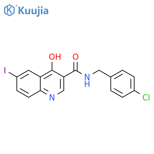 3-Quinolinecarboxamide, N-[(4-chlorophenyl)methyl]-4-hydroxy-6-iodo- structure