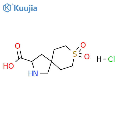 8-Thia-2-azaspiro[4.5]decane-3-carboxylic acid, 8,8-dioxide, hydrochloride (1:1) structure