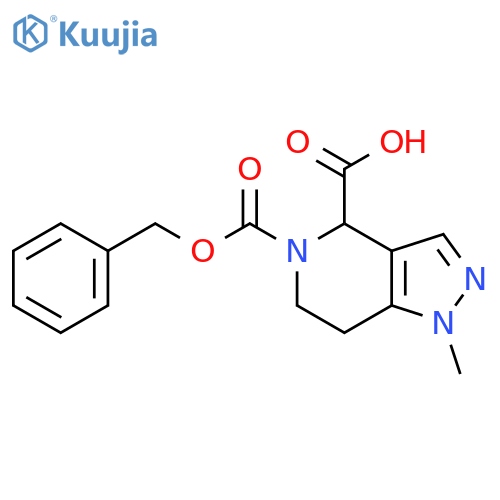 1-Methyl-5-phenylmethoxycarbonyl-6,7-dihydro-4H-pyrazolo[4,3-c]pyridine-4-carboxylic acid structure