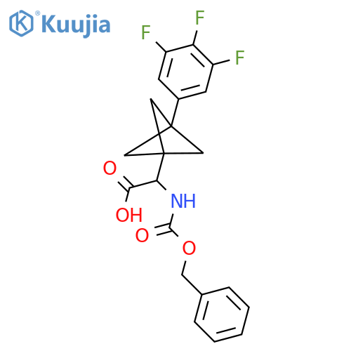 2-(Phenylmethoxycarbonylamino)-2-[3-(3,4,5-trifluorophenyl)-1-bicyclo[1.1.1]pentanyl]acetic acid structure