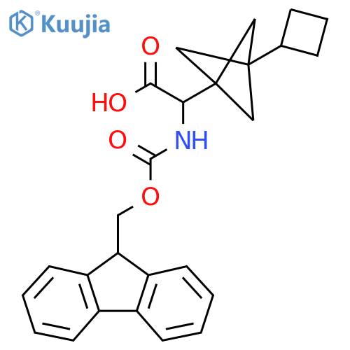2-(3-Cyclobutyl-1-bicyclo[1.1.1]pentanyl)-2-(9H-fluoren-9-ylmethoxycarbonylamino)acetic acid structure