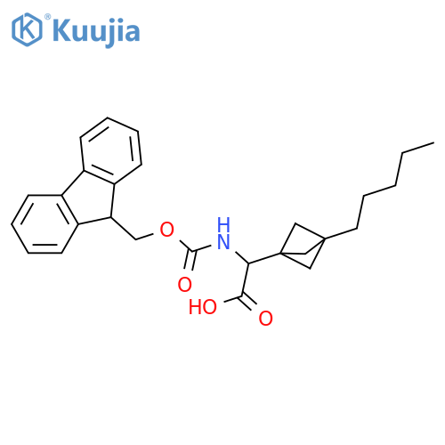 2-(9H-Fluoren-9-ylmethoxycarbonylamino)-2-(3-pentyl-1-bicyclo[1.1.1]pentanyl)acetic acid structure