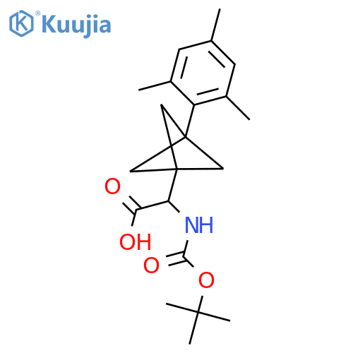 2-{[(Tert-butoxy)carbonyl]amino}-2-[3-(2,4,6-trimethylphenyl)bicyclo[1.1.1]pentan-1-yl]acetic acid structure