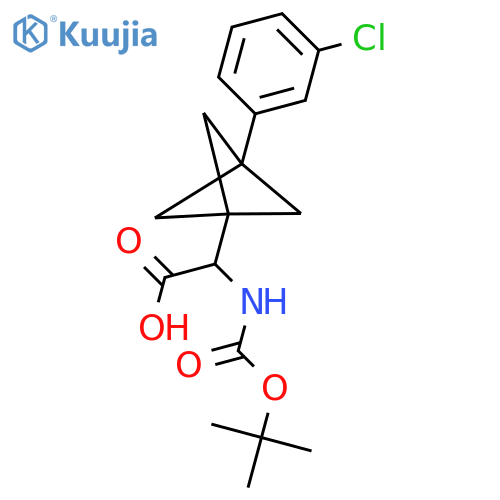 2-[3-(3-Chlorophenyl)-1-bicyclo[1.1.1]pentanyl]-2-[(2-methylpropan-2-yl)oxycarbonylamino]acetic acid structure
