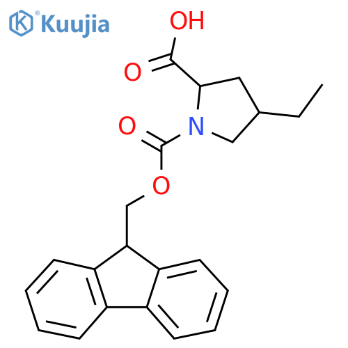 4-ethyl-1-{[(9H-fluoren-9-yl)methoxy]carbonyl}pyrrolidine-2-carboxylic acid structure