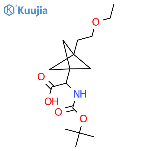 2-[3-(2-Ethoxyethyl)-1-bicyclo[1.1.1]pentanyl]-2-[(2-methylpropan-2-yl)oxycarbonylamino]acetic acid structure