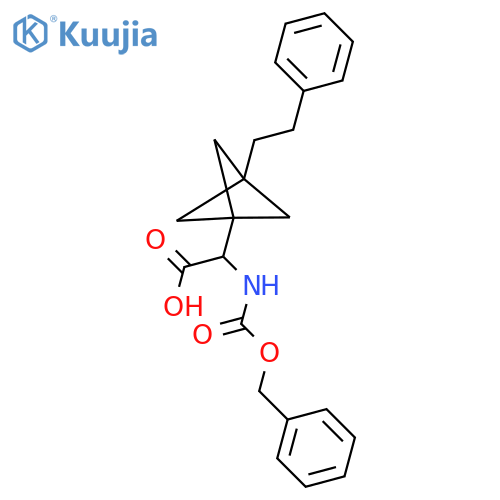 2-[3-(2-Phenylethyl)-1-bicyclo[1.1.1]pentanyl]-2-(phenylmethoxycarbonylamino)acetic acid structure