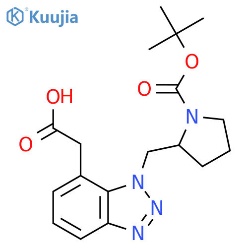 2-[1-({1-[(tert-butoxy)carbonyl]pyrrolidin-2-yl}methyl)-1H-1,2,3-benzotriazol-7-yl]acetic acid structure