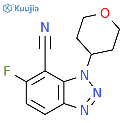 6-fluoro-1-(oxan-4-yl)-1H-1,2,3-benzotriazole-7-carbonitrile structure