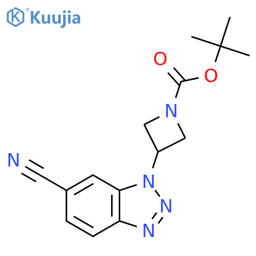 tert-butyl 3-(6-cyano-1H-1,2,3-benzotriazol-1-yl)azetidine-1-carboxylate structure