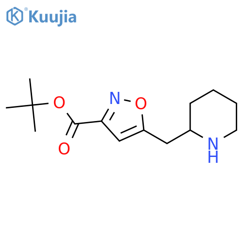 Tert-butyl 5-(piperidin-2-ylmethyl)-1,2-oxazole-3-carboxylate structure