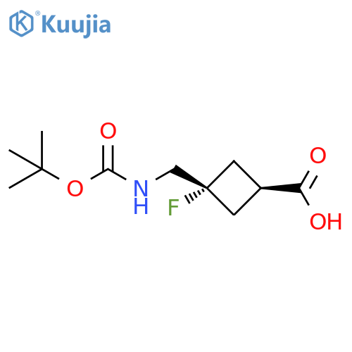 cis-3-[[[(1,1-Dimethylethoxy)carbonyl]amino]methyl]-3-fluorocyclobutanecarboxylic acid structure
