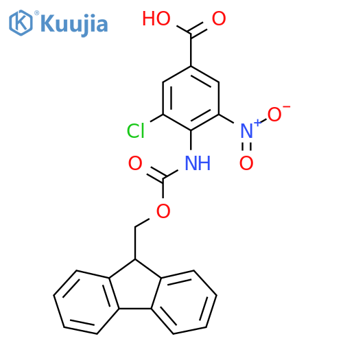 3-chloro-4-({[(9H-fluoren-9-yl)methoxy]carbonyl}amino)-5-nitrobenzoic acid structure