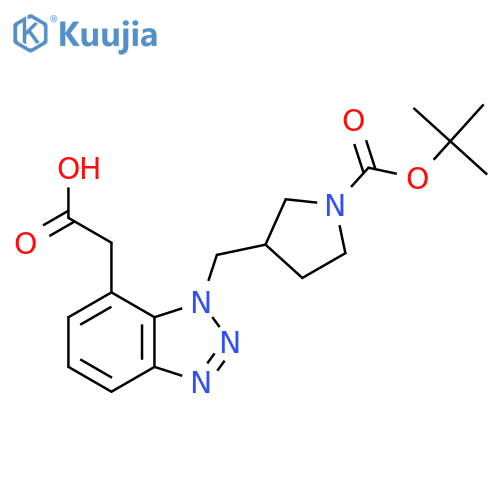 2-[1-({1-[(tert-butoxy)carbonyl]pyrrolidin-3-yl}methyl)-1H-1,2,3-benzotriazol-7-yl]acetic acid structure