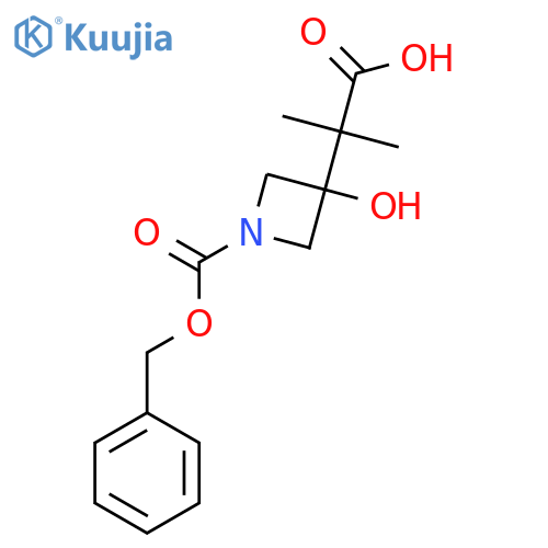 2-(3-Hydroxy-1-phenylmethoxycarbonylazetidin-3-yl)-2-methylpropanoic acid structure