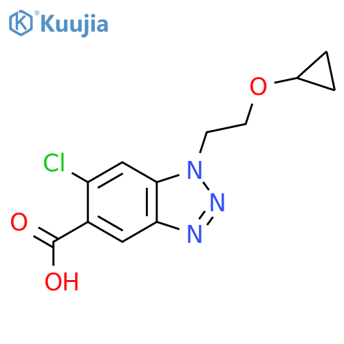 6-chloro-1-(2-cyclopropoxyethyl)-1H-1,2,3-benzotriazole-5-carboxylic acid structure