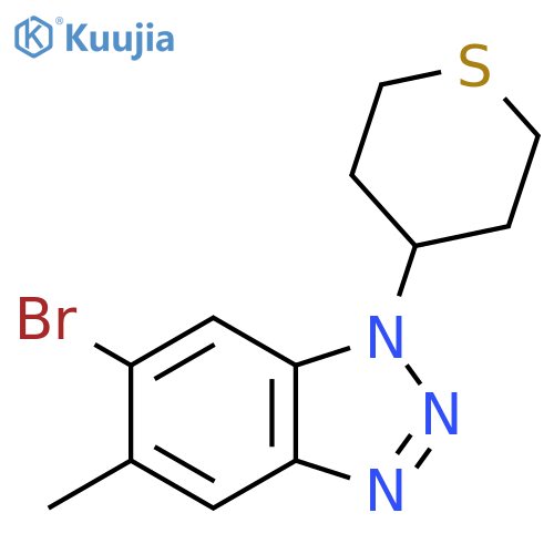 6-bromo-5-methyl-1-(thian-4-yl)-1H-1,2,3-benzotriazole structure