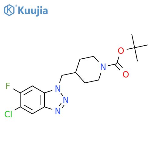 tert-butyl 4-[(5-chloro-6-fluoro-1H-1,2,3-benzotriazol-1-yl)methyl]piperidine-1-carboxylate structure