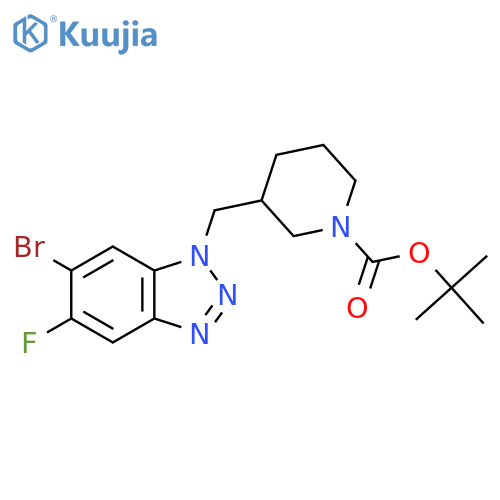 tert-butyl 3-[(6-bromo-5-fluoro-1H-1,2,3-benzotriazol-1-yl)methyl]piperidine-1-carboxylate structure