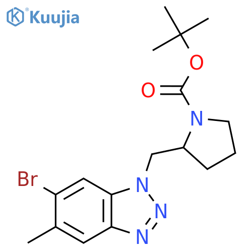 tert-butyl 2-[(6-bromo-5-methyl-1H-1,2,3-benzotriazol-1-yl)methyl]pyrrolidine-1-carboxylate structure
